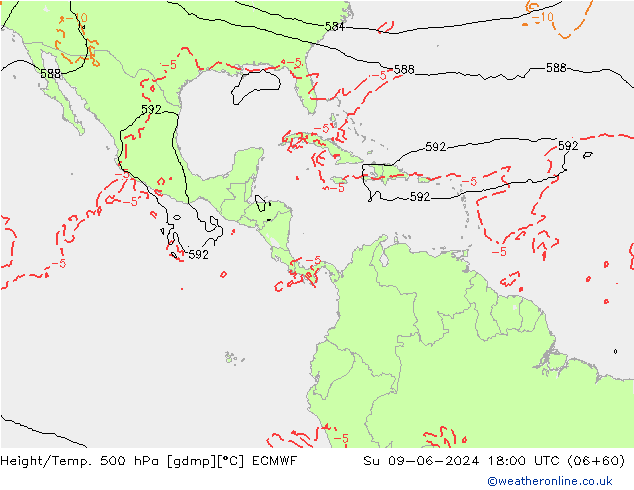 Z500/Rain (+SLP)/Z850 ECMWF dom 09.06.2024 18 UTC