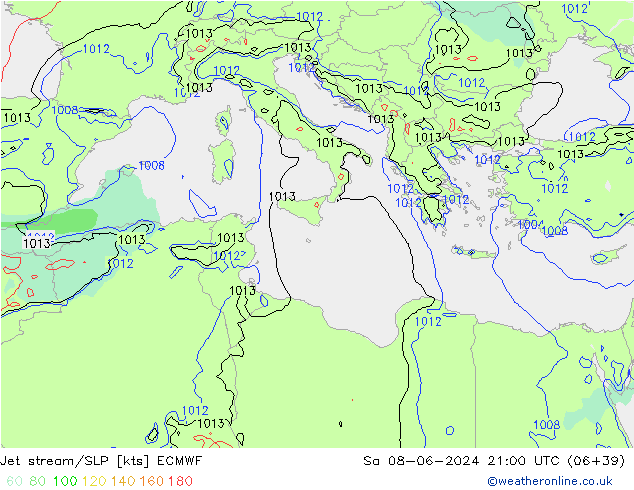 Courant-jet ECMWF sam 08.06.2024 21 UTC