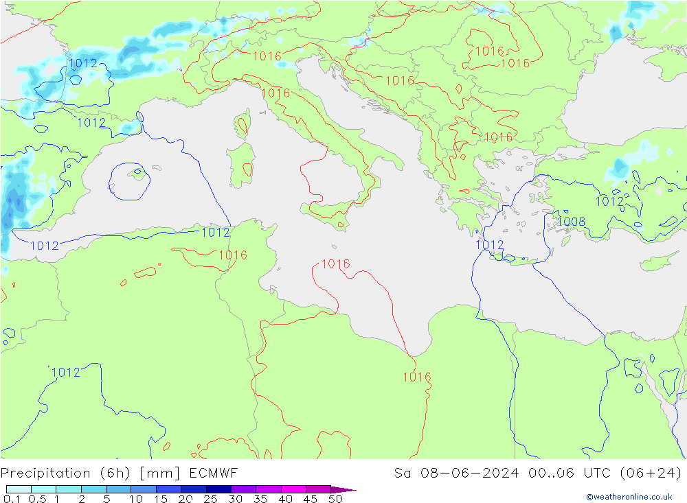 Z500/Rain (+SLP)/Z850 ECMWF sab 08.06.2024 06 UTC