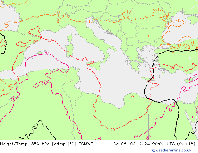 Z500/Rain (+SLP)/Z850 ECMWF Sa 08.06.2024 00 UTC