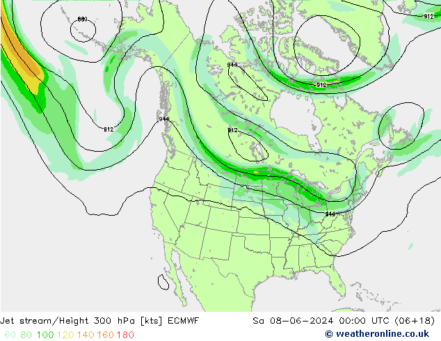 Jet stream/Height 300 hPa ECMWF So 08.06.2024 00 UTC