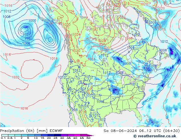 Z500/Rain (+SLP)/Z850 ECMWF sáb 08.06.2024 12 UTC