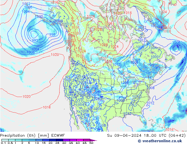 Precipitation (6h) ECMWF Ne 09.06.2024 00 UTC