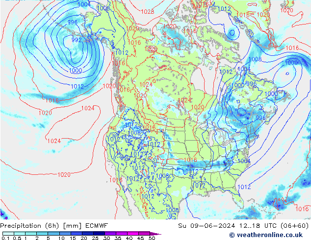 Z500/Rain (+SLP)/Z850 ECMWF Su 09.06.2024 18 UTC