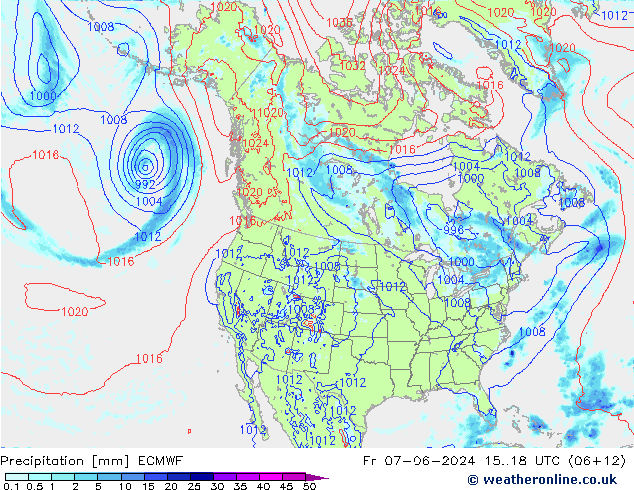 Niederschlag ECMWF Fr 07.06.2024 18 UTC