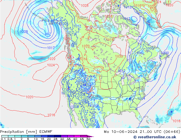 Srážky ECMWF Po 10.06.2024 00 UTC