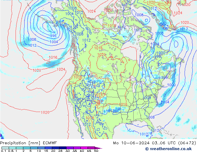 Niederschlag ECMWF Mo 10.06.2024 06 UTC