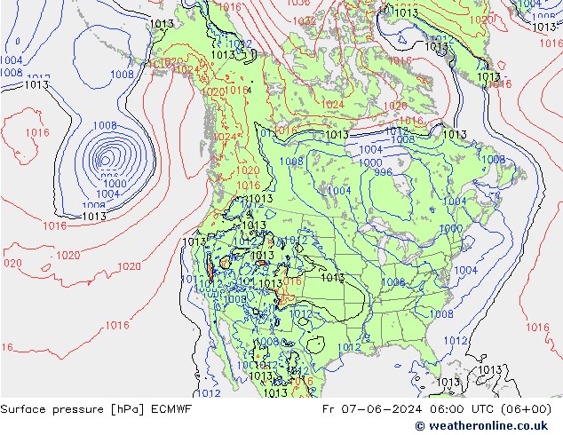 Bodendruck ECMWF Fr 07.06.2024 06 UTC