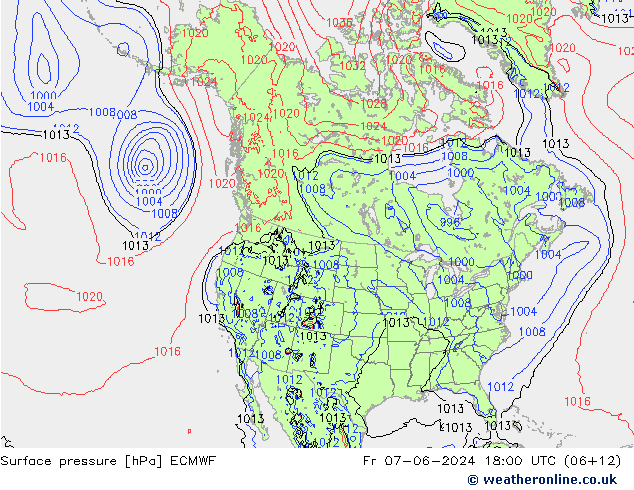 Surface pressure ECMWF Fr 07.06.2024 18 UTC