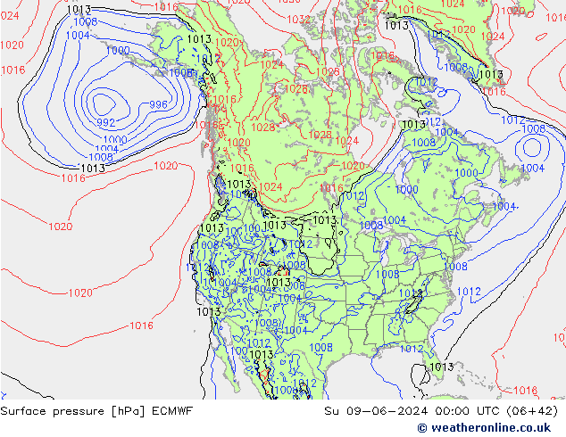 pression de l'air ECMWF dim 09.06.2024 00 UTC