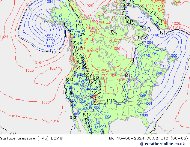 Surface pressure ECMWF Mo 10.06.2024 00 UTC