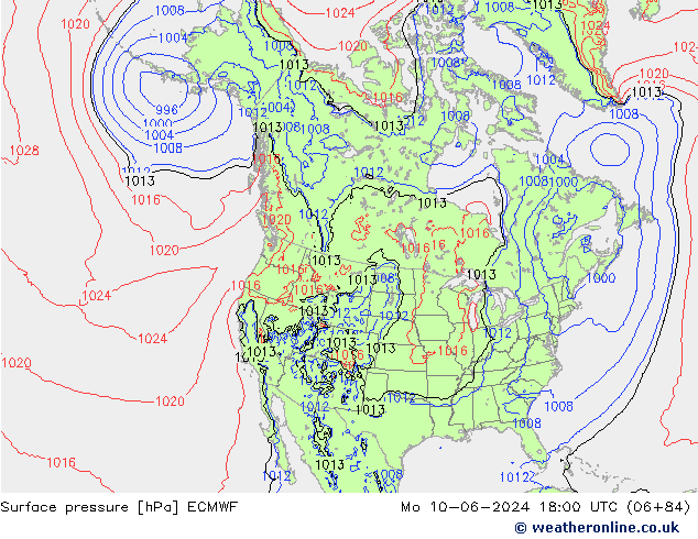 Bodendruck ECMWF Mo 10.06.2024 18 UTC