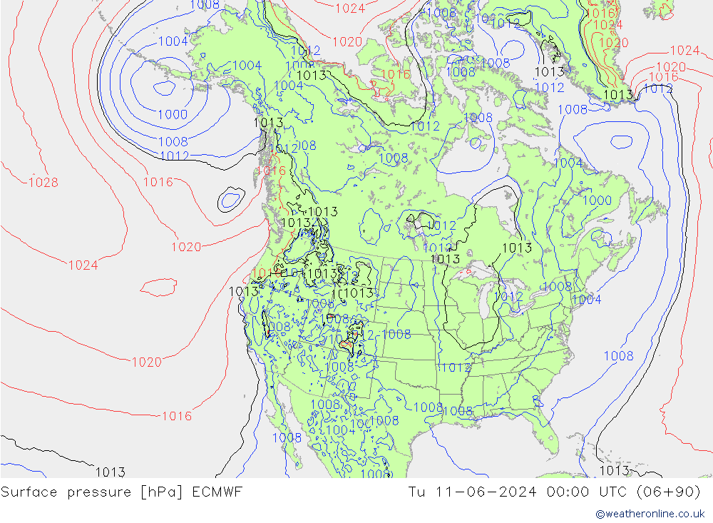 Bodendruck ECMWF Di 11.06.2024 00 UTC