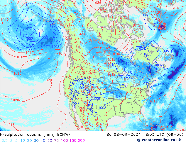 Precipitation accum. ECMWF So 08.06.2024 18 UTC