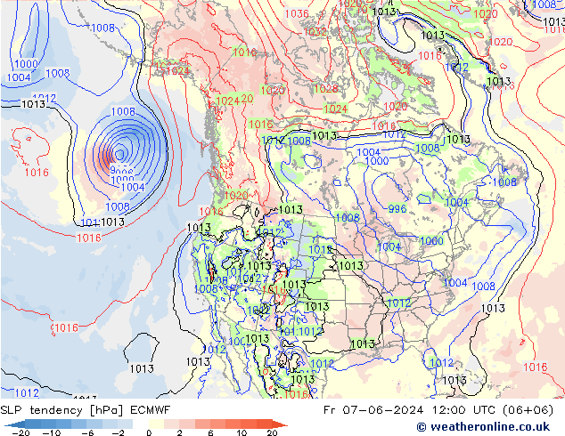 SLP tendency ECMWF Fr 07.06.2024 12 UTC