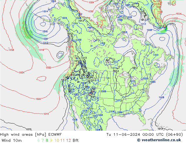 High wind areas ECMWF Tu 11.06.2024 00 UTC