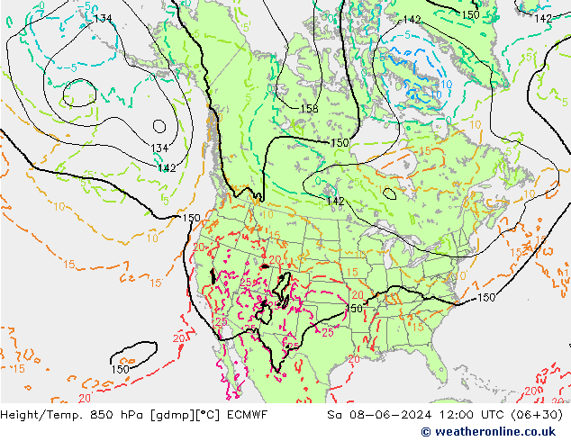 Z500/Rain (+SLP)/Z850 ECMWF sáb 08.06.2024 12 UTC