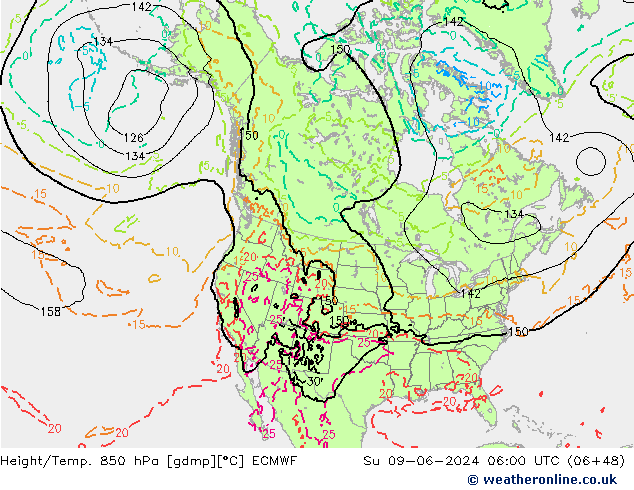 Z500/Rain (+SLP)/Z850 ECMWF dom 09.06.2024 06 UTC