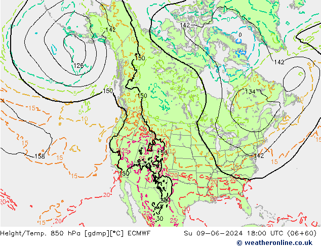 Height/Temp. 850 hPa ECMWF nie. 09.06.2024 18 UTC