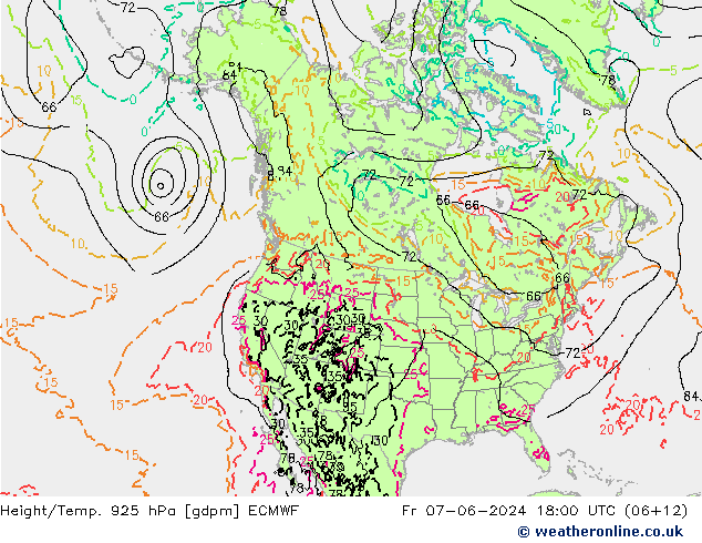 Height/Temp. 925 hPa ECMWF ven 07.06.2024 18 UTC