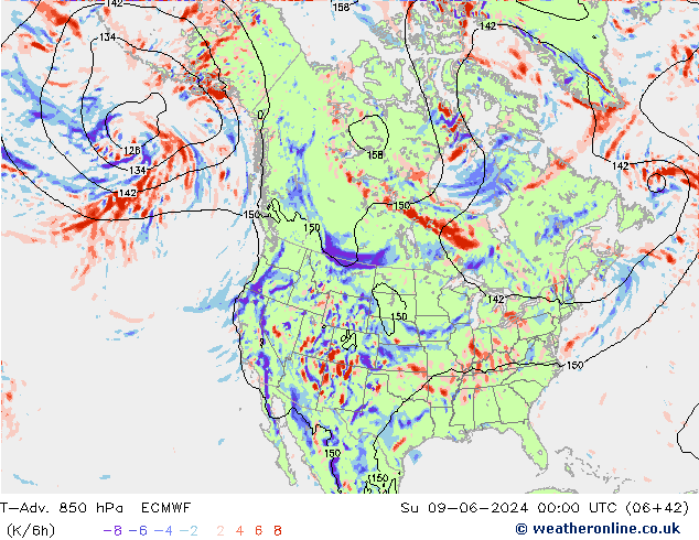 T-Adv. 850 hPa ECMWF Ne 09.06.2024 00 UTC