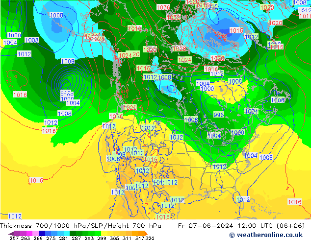 700-1000 hPa Kalınlığı ECMWF Cu 07.06.2024 12 UTC