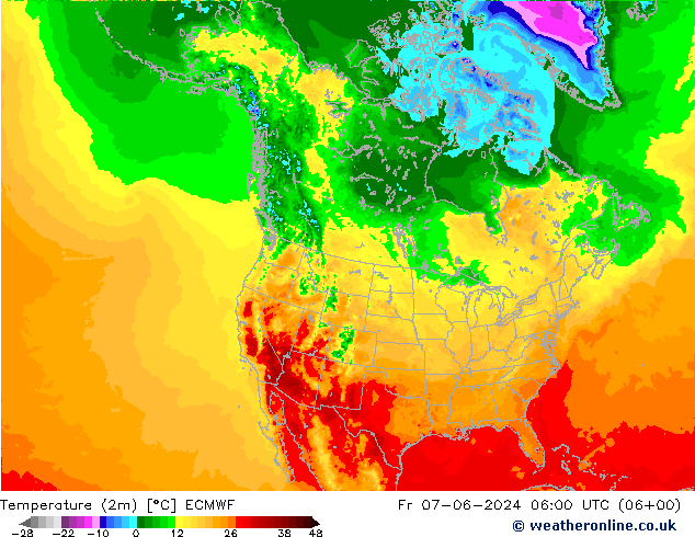 Temperature (2m) ECMWF Fr 07.06.2024 06 UTC