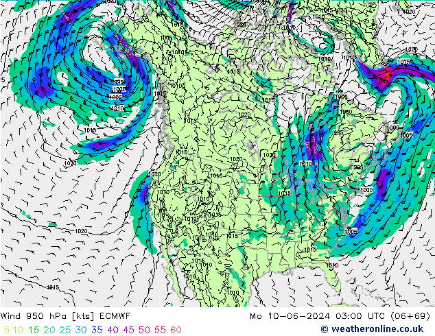 Wind 950 hPa ECMWF Po 10.06.2024 03 UTC