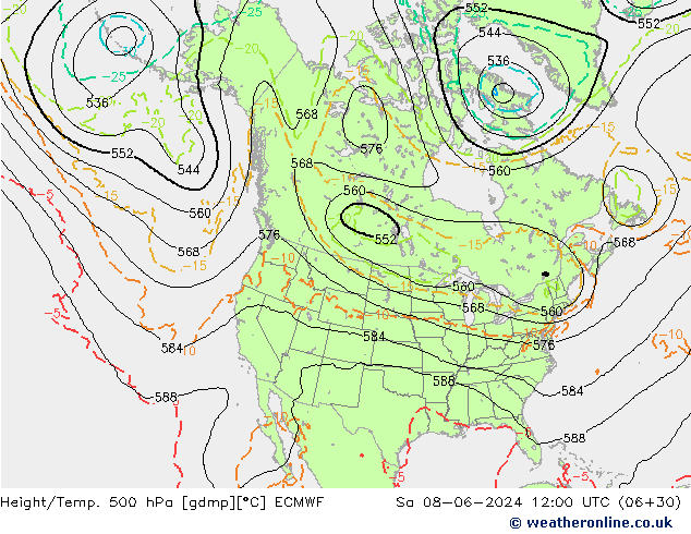 Z500/Rain (+SLP)/Z850 ECMWF sáb 08.06.2024 12 UTC