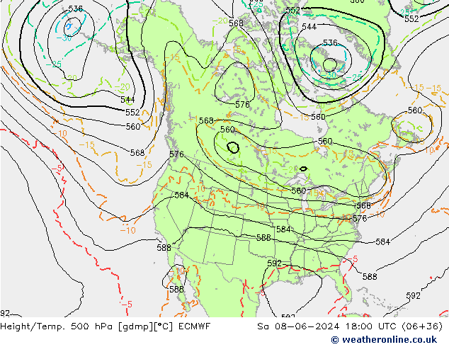 Z500/Rain (+SLP)/Z850 ECMWF Sa 08.06.2024 18 UTC