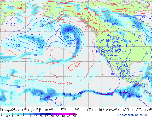 Z500/Rain (+SLP)/Z850 ECMWF Fr 07.06.2024 18 UTC