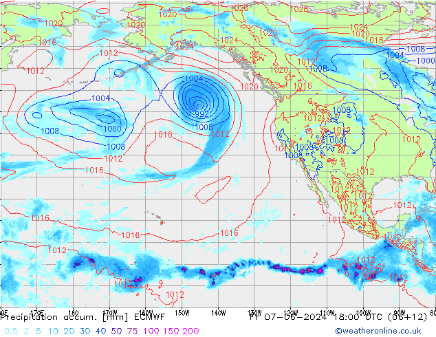 Precipitation accum. ECMWF пт 07.06.2024 18 UTC