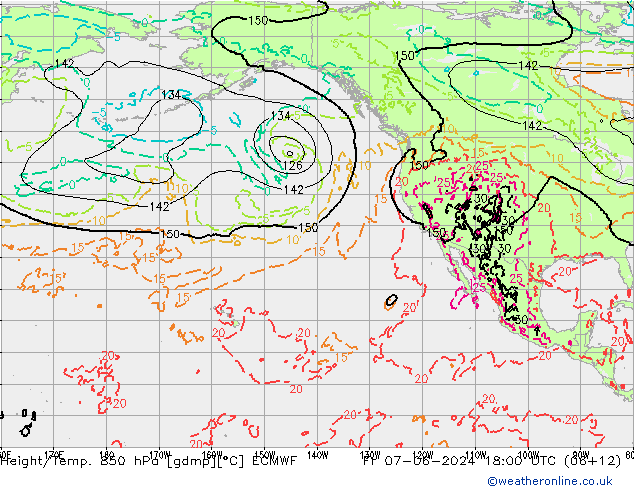 Z500/Rain (+SLP)/Z850 ECMWF Fr 07.06.2024 18 UTC