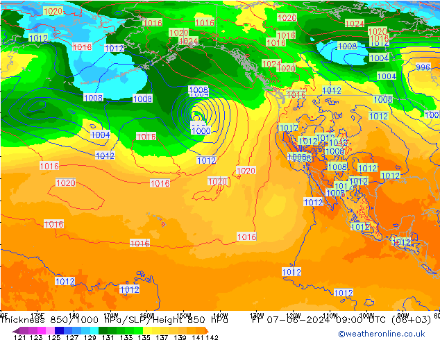 Thck 850-1000 hPa ECMWF Fr 07.06.2024 09 UTC