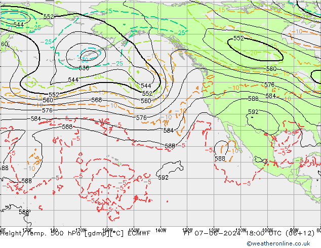 Z500/Rain (+SLP)/Z850 ECMWF Fr 07.06.2024 18 UTC