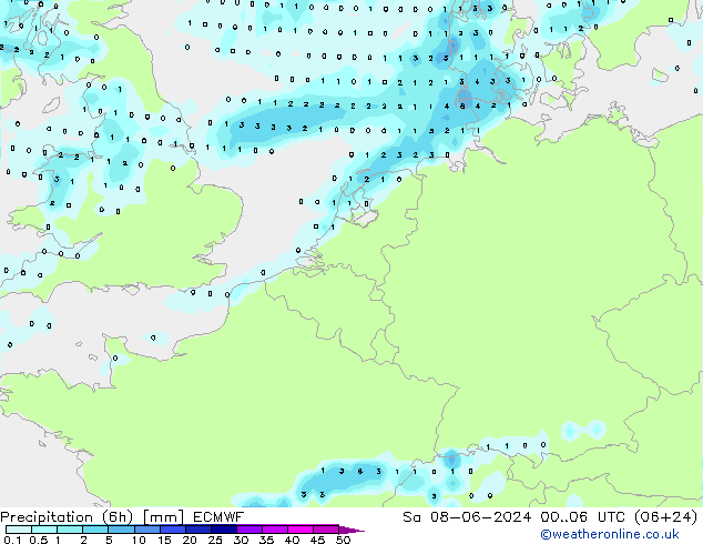 Z500/Rain (+SLP)/Z850 ECMWF Sa 08.06.2024 06 UTC