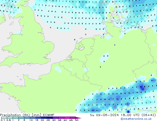 Z500/Rain (+SLP)/Z850 ECMWF Su 09.06.2024 00 UTC