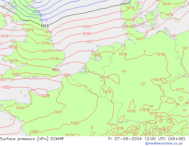 Yer basıncı ECMWF Cu 07.06.2024 12 UTC