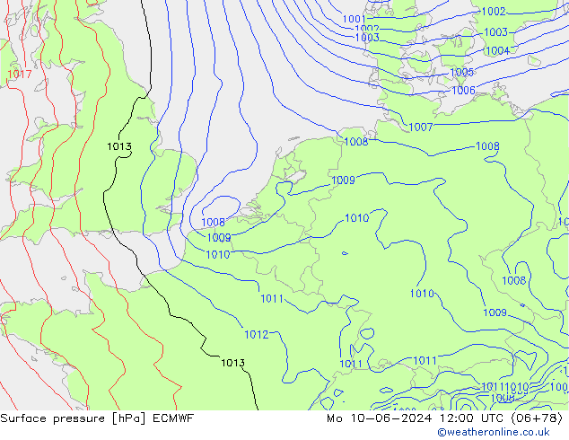 pression de l'air ECMWF lun 10.06.2024 12 UTC