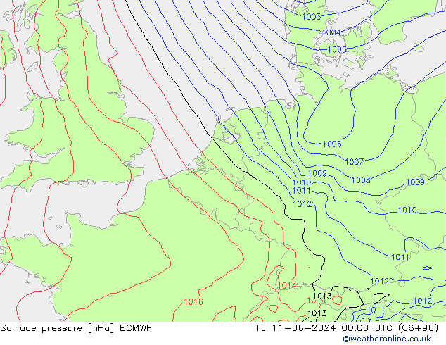 Bodendruck ECMWF Di 11.06.2024 00 UTC