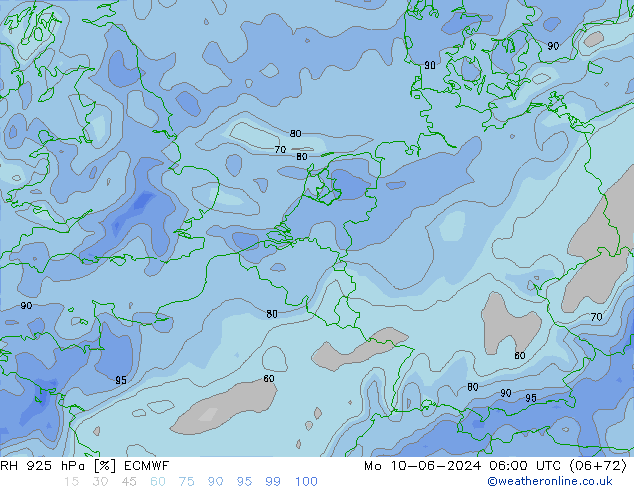 RH 925 hPa ECMWF Mo 10.06.2024 06 UTC