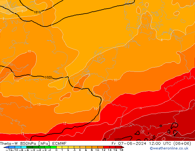 Theta-W 850hPa ECMWF ven 07.06.2024 12 UTC