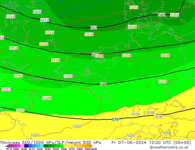 Thck 500-1000hPa ECMWF Fr 07.06.2024 12 UTC