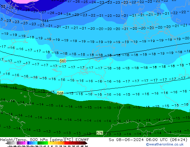 Z500/Rain (+SLP)/Z850 ECMWF Sa 08.06.2024 06 UTC