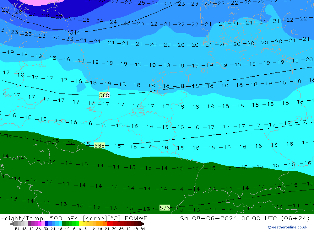 Z500/Rain (+SLP)/Z850 ECMWF сб 08.06.2024 06 UTC