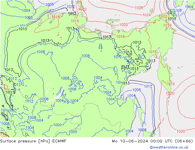 ciśnienie ECMWF pon. 10.06.2024 00 UTC