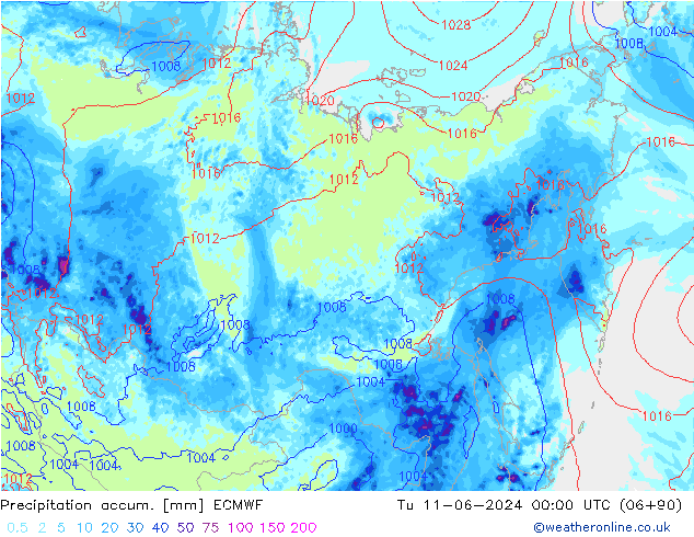 Precipitation accum. ECMWF Ter 11.06.2024 00 UTC