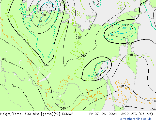 Z500/Yağmur (+YB)/Z850 ECMWF Cu 07.06.2024 12 UTC