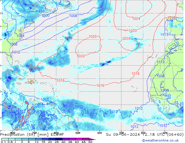 Z500/Rain (+SLP)/Z850 ECMWF dom 09.06.2024 18 UTC