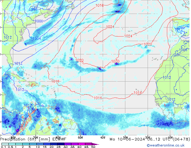 Z500/Rain (+SLP)/Z850 ECMWF Mo 10.06.2024 12 UTC